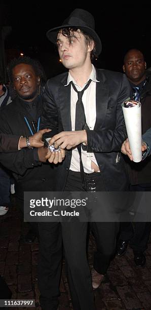 Pete Doherty during Shockwaves NME Awards 2006 - Departures at Hammersmith Palais in London, Great Britain.