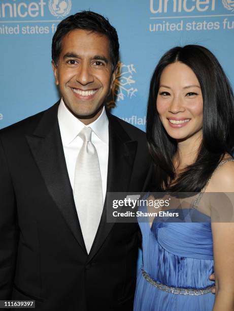 Dr. Sanjay Gupta and Lucy Liu attend the 2008 UNICEF Snowflake Ball at Cipriani 42nd Street on December 3, 2008 in New York City.