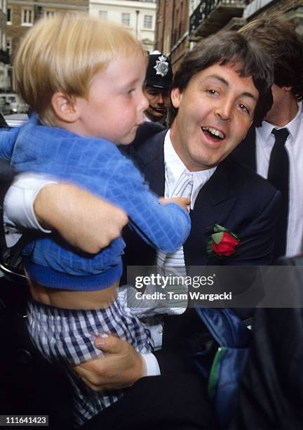 Paul McCartney and son James at Rags Club Mayfair for Ringo Starr and Barbara Bach Wedding Reception