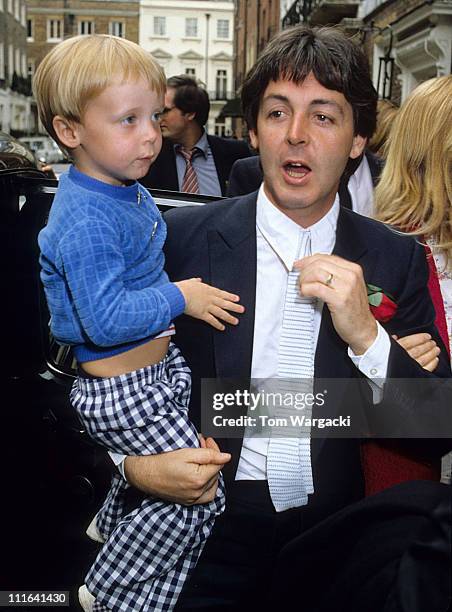 Paul McCartney and son James at Rags Club Mayfair for Ringo Starr and Barbara Bach Wedding Reception