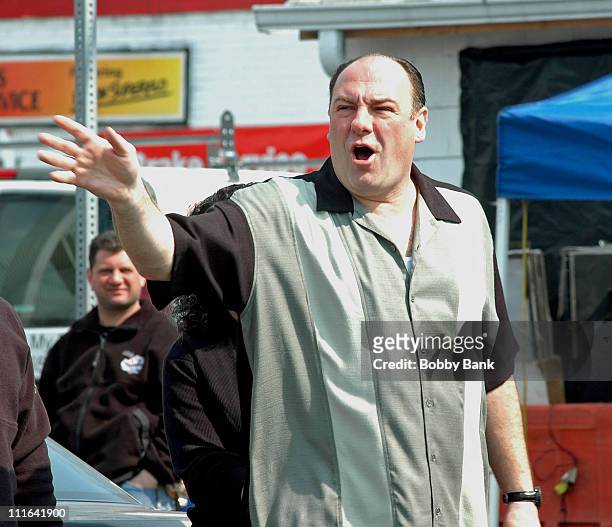 James Gandolfini during "The Sopranos" On Location at Holsten's Ice Cream Parlor - March 22, 2007 at Holsten's Old Fashion Ice Cream Parlor in...