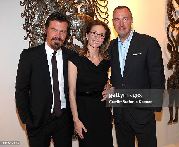 Actor Josh Brolin, actress Diane Lane and Vanity Fair publisher Edward Menicheschi attend the Dior and Vanity Fair launch of BRANDAID Foundation held...