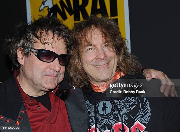 Joe Bouchard and Albert Bouchard, original members of Blue Oyster Cult, perform with Blue Scarlet Coop opening for New York Dolls at the Electric...