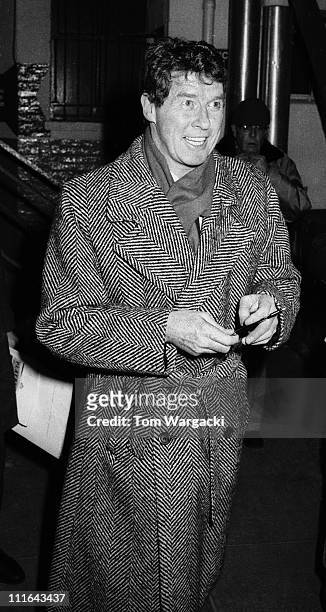 New York January 26 1988. Michael Crawford leaving stage door at the Majestic Theatre after his performance in "The Phantom Of The Opera"