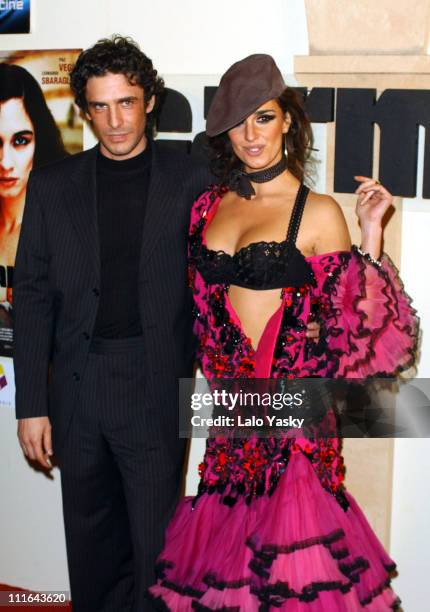Actress Paz Vega, Wearing a John Galliano Design, and Actor Leonardo Sbaraglia