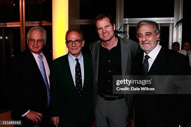 Los Angeles Opera Chairman and CEO Marc Stern, Ron Rifkin, Jack Coleman, and Placido Domingo attend the Dinner Reception for the Los Angeles Opera's...