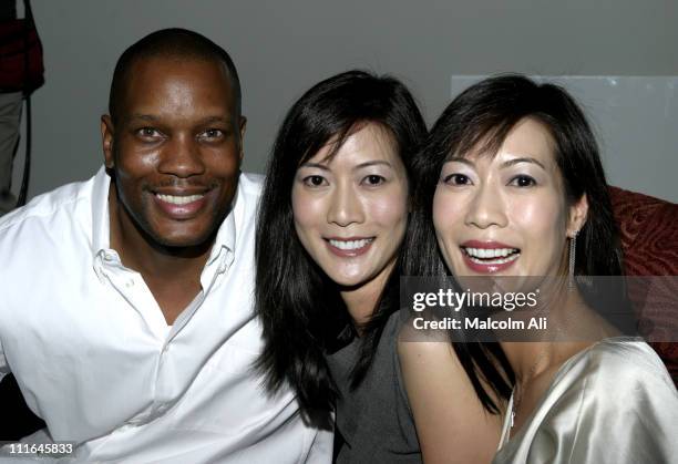 Dwayne Adway and Ada Tai,Arlene Tai during Scene It? Hollywood Challenge at Hollywood History Museum in Hollywood, California, United States.