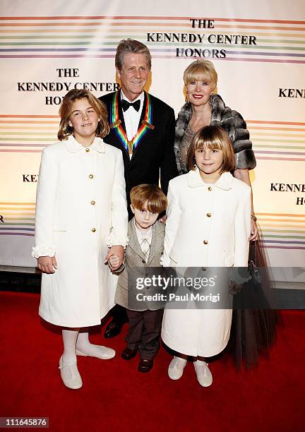 Singer-composer Brian Wilson, Kennedy Center Honors recipient, with his wife Melinda Ledbetter and children Daria, Dylan and Delanie, pose for the...