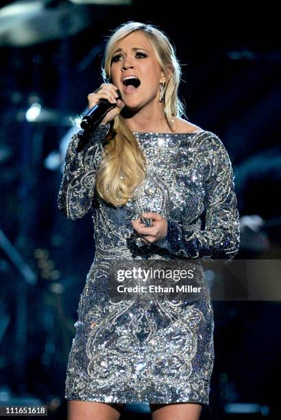 Honoree Carrie Underwood performs onstage during ACM Presents: Girls' Night Out: Superstar Women of Country concert held at the MGM Grand Garden...