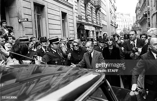 File photo dated 20 september 1977 of Italian baritone Tito Gobbi , Princess Grace of Monaco and her daughter Caroline as they leave the Greek...