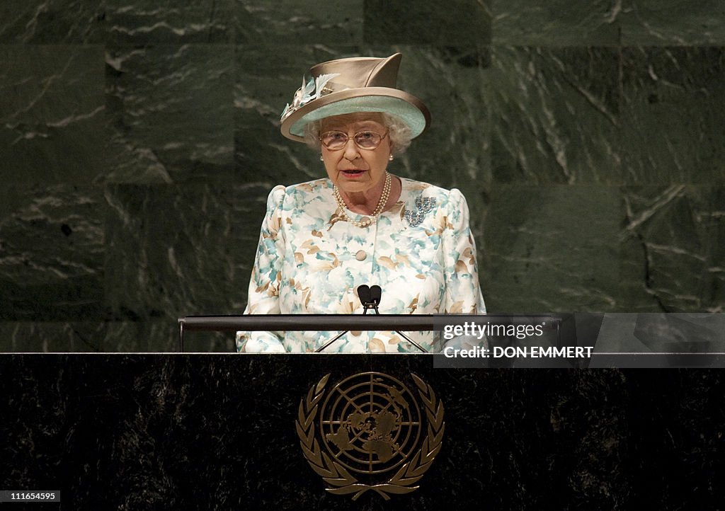 Britain's Queen Elizabeth II addresses t