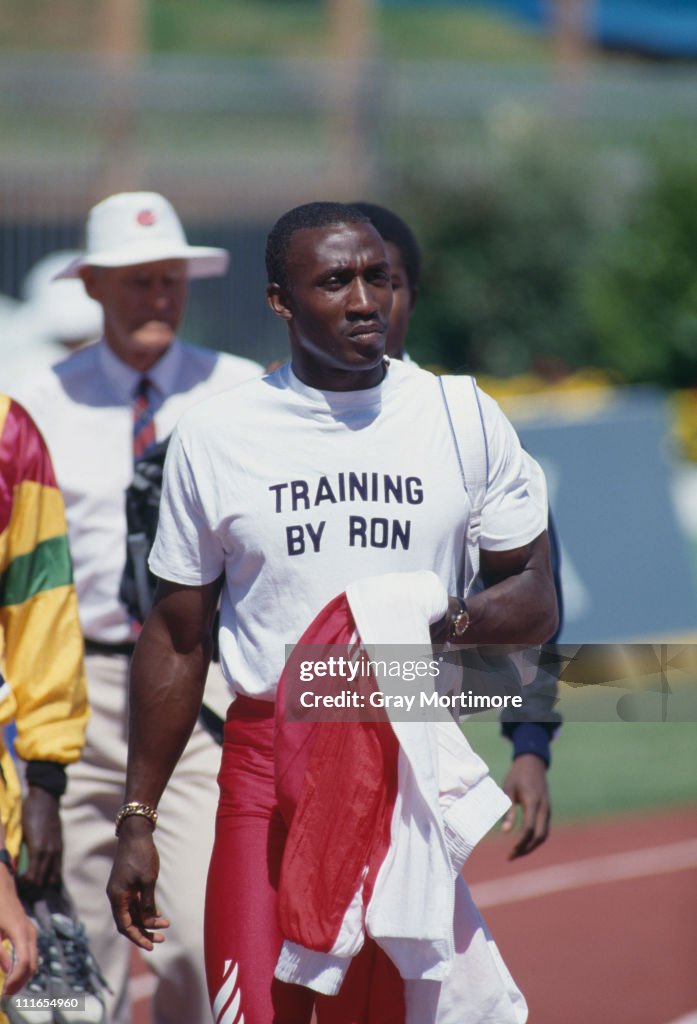 Ron Roddan British athlete Linford Christie competes in the men's 4×100 metres ...