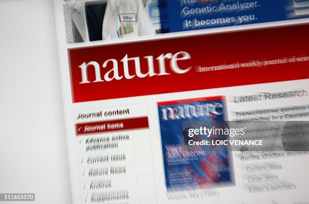 This picture taken on March 17, 2010 in Paris shows the internet homepage of the US scientific magazine Nature. AFP PHOTO LOIC VENANCE