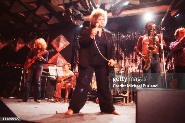 Etta James performs on stage at Montreux Jazz Festival, 1977.