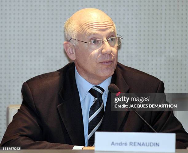 Andre Renaudin, CEO of French insurance company AG2R La Mondiale attends the AG2R-La Mondiale cycling team presentation on January 26, 2011 in Paris....