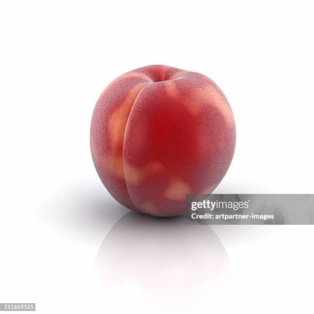 fresh red peach on white background - peach on white stock pictures, royalty-free photos & images