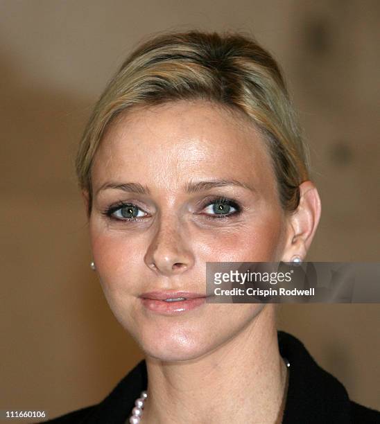 Charlene Wittstock, fiancee to His Serene Highness, Prince Albert II Of Monaco, attends a Civic Reception at City Hall during a State visit on April...
