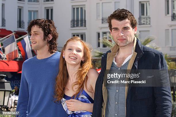 Mark Ryder, Isolda Dychauk and Stanley Weber attend the 'Borgia' photocall during the MIPTV 2011 at Hotel Majestic on April 5, 2011 in Cannes, France.