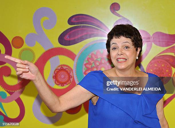 The Chief of the Civilian Household of the Brazilian Presidency and presidential candidate for next 2010 elections, Dilma Rousseff, gestures during...