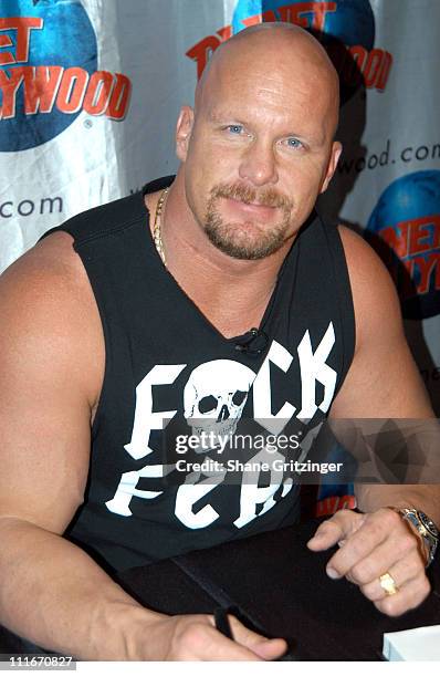 Stone Cold Steve Austin during Stone Cold Steve Austin signs copies of his new book " The Stone Cold Truth" at Planet Hollywood - Times Square in New...