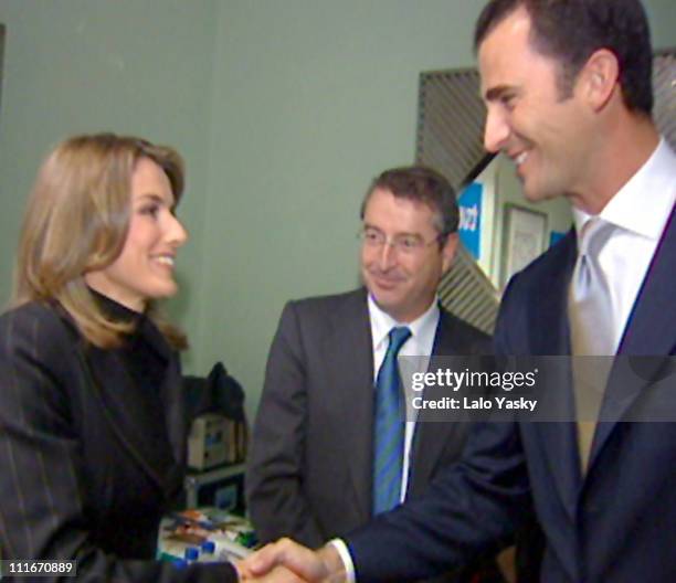 Felipe and Letizia During a Meeting of CrownPrince and Journalsits of TVE Before the Ceremony of the "Prince of Asturias Awards" in Oviedo