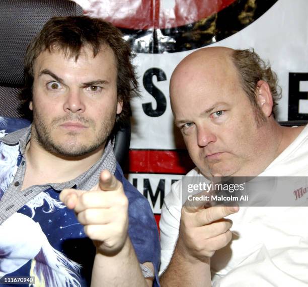 Jack Black and Kyle Gass during Tenacious D in concert at Virgin Record's Megastore at Virgin Record's Megastore in Hollywood, California, United...