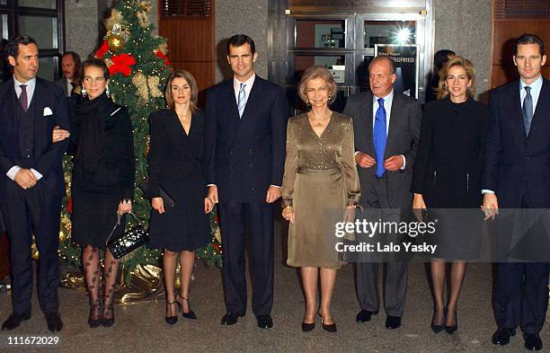 Jaime de Marichalar. Infanta Elena, Letizia Ortiz Rocasolano, Felipe of Spain, Queen Sofia, King Juan Carlos, Infanta Cristina and Inaki Urdangarin