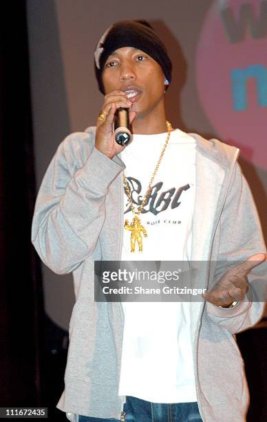 Pharrell Williams during Teen People Kick Off the First Annual Music Appreciation Day with Host Pharrell Williams at Talent Unlimited High School in...