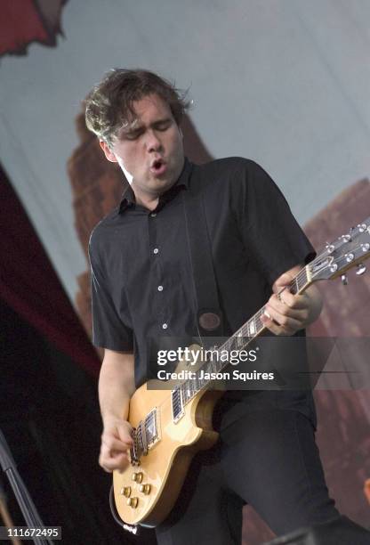 Jim Adkins of Jimmy Eat World during Jimmy Eat World Performs at the Verizon Wireless Amphitheater - May 7, 2002 at Verizon Wireless Amphitheater in...