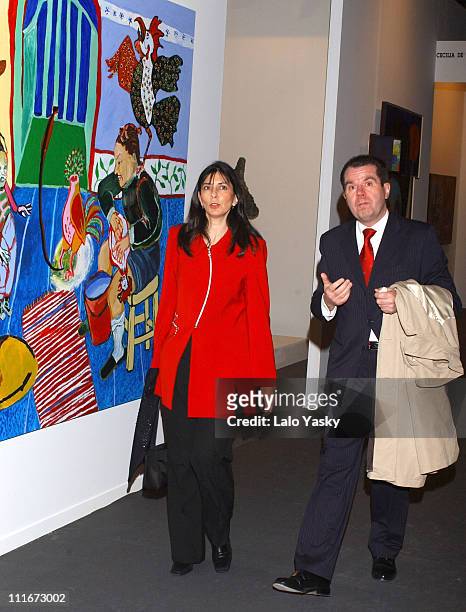 Jesus Ortiz, Father of CrownPrince Felipe of Spain Fiancee Letizia Ortiz, and his girlfriend Ana Togores Visited ARCO 2004 in Madrid