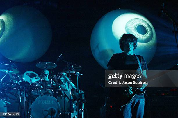 Tim Alexander and Larry LaLonde of Primus during Primus Opens the Winter Leg of "Tour De Fromage" at Memorial Hall in Kansas City, Kansas, United...