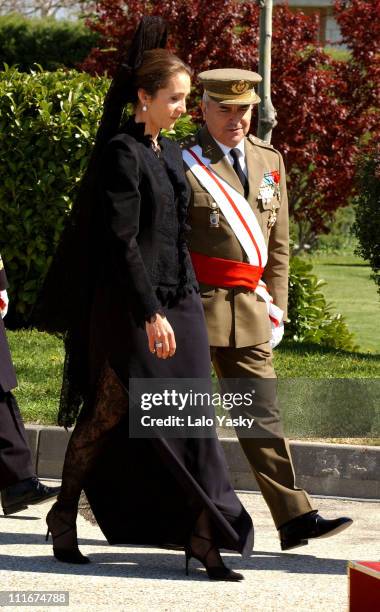 Infanta Elena of Spain during Infanta Elena of Spain Presents a New Banner to the "Regimiento de Transmisiones" in Madrid at Madrid Military Base in...