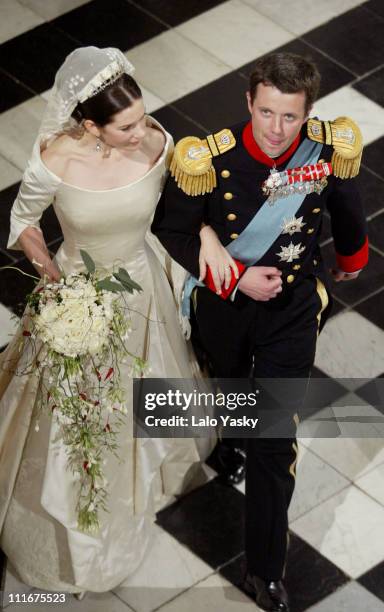 CrownPrince Frederik and Mary Donaldson during Danish Royal Wedding Banquet and Waltz at Fredensborg Palace at Fredensborg Palace in Copenhagen,...