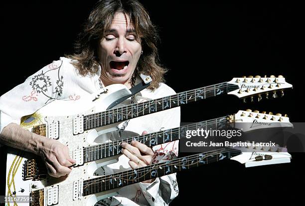 Steve Vai during G3 Europe 2004 - Joe Satriani, Steve Vai and Robert Fripp - July 1, 2004 at Palais des Congres in Paris.