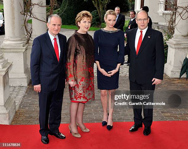 Martin McAleese, Irish President Mary McAleese, Charlene Wittstock and His Serene Highness, Prince Albert II Of Monaco attend a Reception at...
