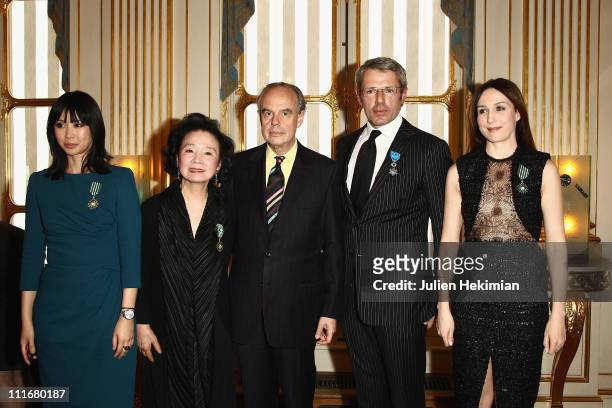 Linh Dan Pham, Yoon Jeong-hee, French Minister of Culture Frederic Mitterrand, Lambert Wilson and Elsa Zylberstein pose together after the award...