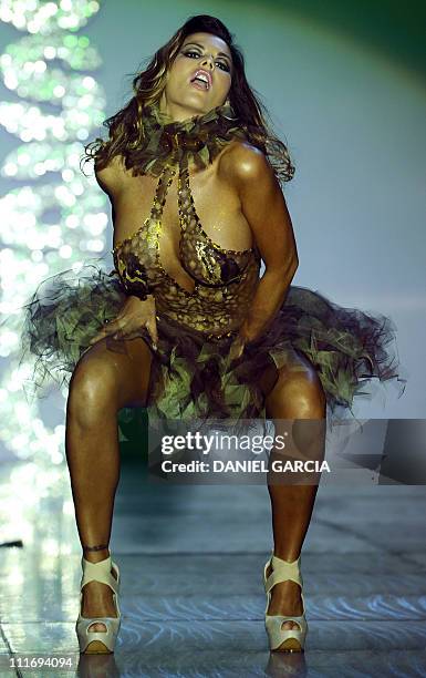 Model Karina Jelinek displays a lingerie creation by Argentinian designer Claudio Cosano, during Buenos Aires High Fashion, part of Argentina Fashion...