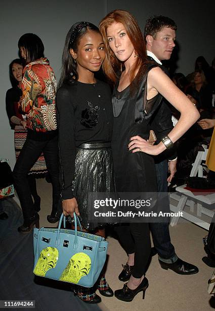 Model Genevieve Jones and Socialite Annabel Vartanian attend Vivienne Tam Fall 2008 during Mercedes-Benz Fashion Week at The Promenade, Bryant Park...