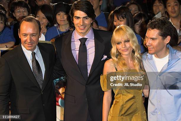 Kevin Spacey, Brandon Routh, Kate Bosworth and Bryan Singer, director