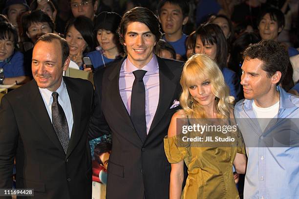 Kevin Spacey, Brandon Routh, Kate Bosworth and Bryan Singer, director