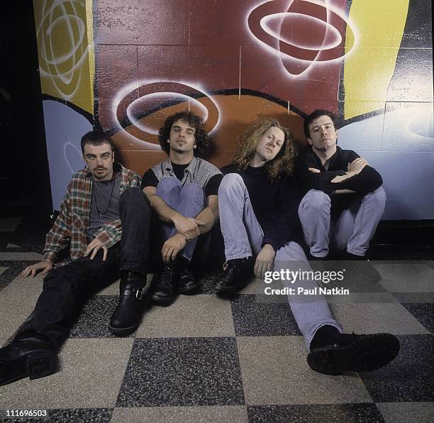 Musicians Rob Dickinson, Brian Futter, Dave Hawes, and Neil Sims of the rock band Catherine Wheel at Metro on October 23, 1992 in Chicago, Illinois.