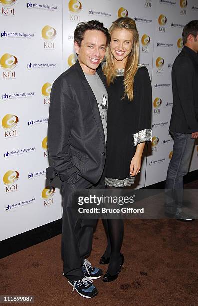 Actor/comedian Chris Kattan and model Sunshine Tutt arrive at the grand opening of KOI Las Vegas at The Planet Hollywood Resort & Casino on November...