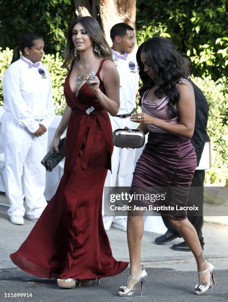 Brittny Gastineau and LaLa Vazquez attend the wedding of Khloe Kardashian and LA Lakers forward Lamar Odom at the Bel Air estate of music mogul...