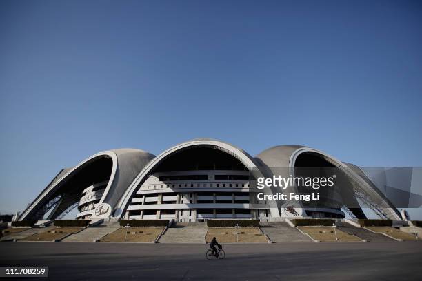 The May Day stadium, the biggest stadium in the world accomodating 150,000 seated visitors, is seen on April 2, 2011 in Pyongyang, North Korea....
