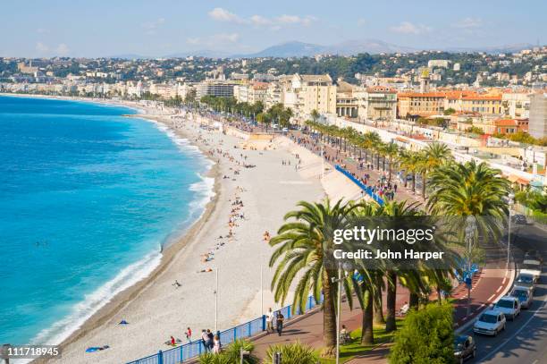 promenade d'anglais, nice, cote d'azur, france - frans stockfoto's en -beelden