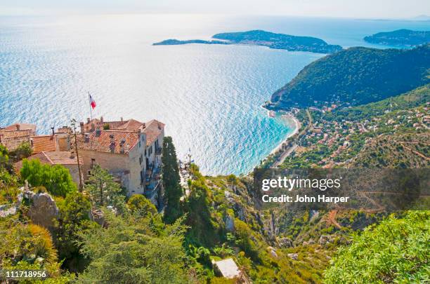 èze view, cote d'azur, france - alpes marítimos fotografías e imágenes de stock