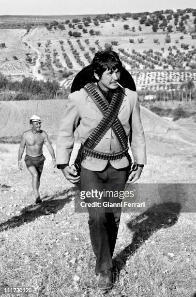 Charles Bronson during a break from the filming of the movie 'Wild Horses', directors John Sturges and Duilio Coletti, First December 1972, Almeria,...
