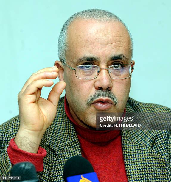 The spokesman of the new Tunisian Islamist Ettahrir Party , Ridha Belhaj , gives a press conference on March 10, 2011 in Tunis. The interim...