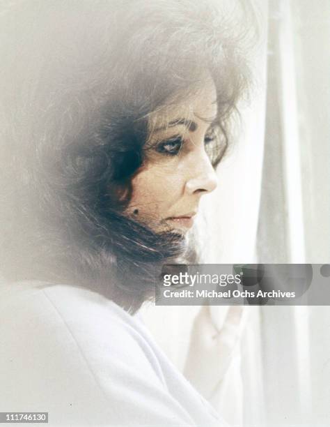 Actress Elizabeth Taylor seen in profile, c. 1971.