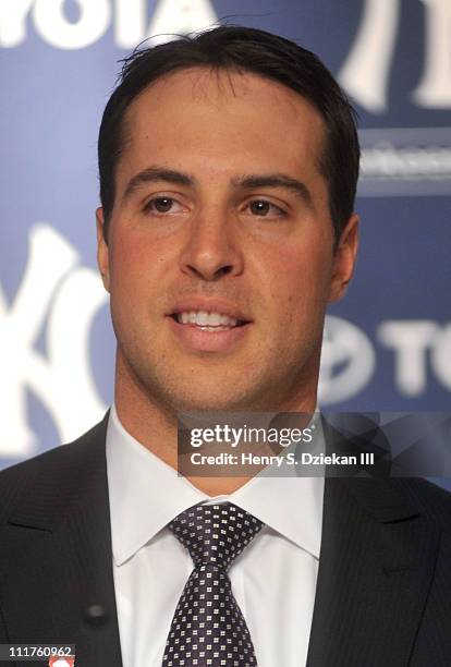 New York Yankee Mark Teixeira attends a press conference to launch New York Yankees' Mark Teixeira's "Dream Team" campaign to raise funds for Harlem...